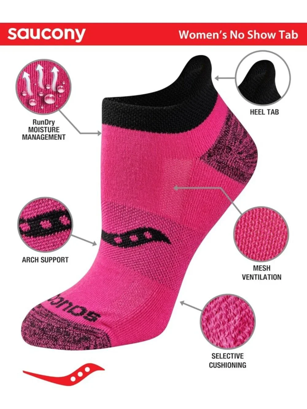 Performance Heel Tab Athletic Socks for Women - RunDry, S-L Sizes, 8-24 Pairs